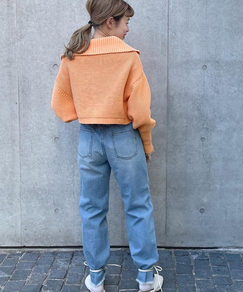 w closet（ダブルクローゼット）の「スタンドネックZIPカーディガン（カーディガン/ボレロ・レディース・オフホワイト/オレンジ/グリーン・FREE）」の12枚目の写真