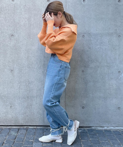 w closet（ダブルクローゼット）の「スタンドネックZIPカーディガン（カーディガン/ボレロ・レディース・オフホワイト/オレンジ/グリーン・FREE）」の9枚目の写真