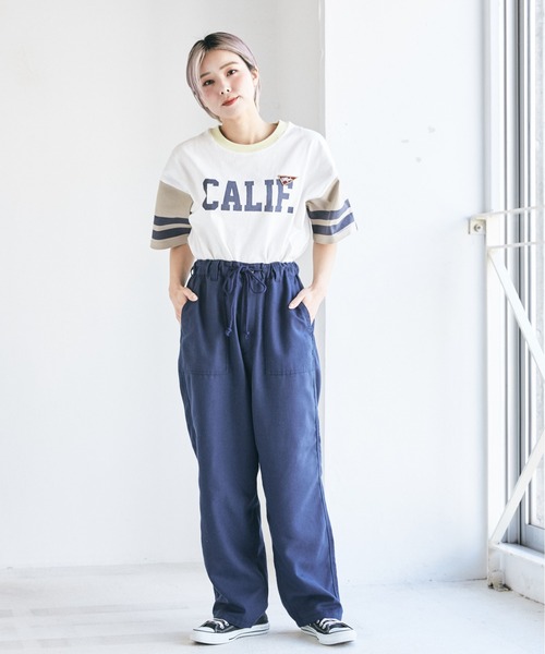 CUBE SUGAR(キューブシュガー)の「麻混スラブギャザーウエストゴムロングワークパンツ(その他パンツ・レディース・チャコールグレー/ネイビー/ナチュラル・M)」の10枚目の写真