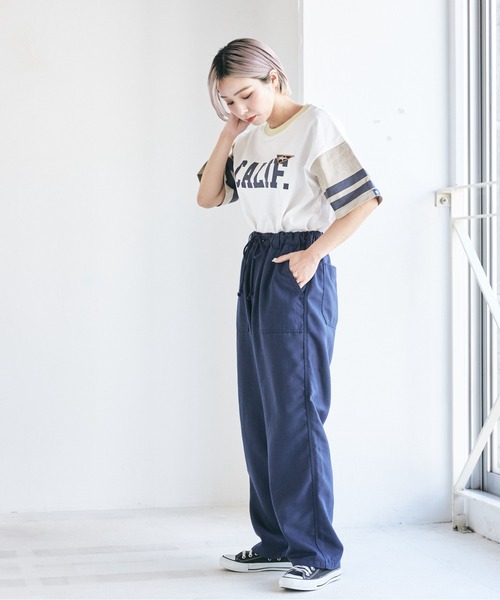 CUBE SUGAR(キューブシュガー)の「麻混スラブギャザーウエストゴムロングワークパンツ(その他パンツ・レディース・チャコールグレー/ネイビー/ナチュラル・M)」の11枚目の写真