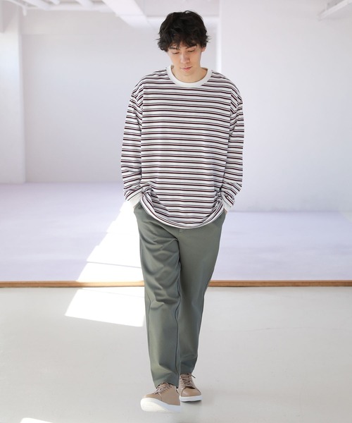 LAKOLE(ラコレ)の「マルチボーダー柄ロングTシャツ / 264620(Tシャツ/カットソー・メンズ・ホワイト/ネイビー/グリーン・MEDIUM/LARGE)」の7枚目の写真