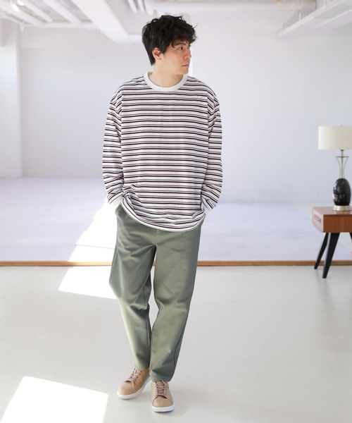 LAKOLE(ラコレ)の「マルチボーダー柄ロングTシャツ / 264620(Tシャツ/カットソー・メンズ・ホワイト/ネイビー/グリーン・MEDIUM/LARGE)」の19枚目の写真
