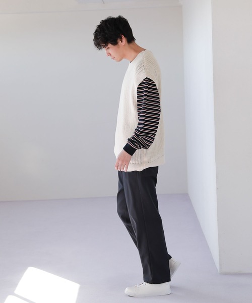 LAKOLE(ラコレ)の「マルチボーダー柄ロングTシャツ / 264620(Tシャツ/カットソー・メンズ・ホワイト/ネイビー/グリーン・MEDIUM/LARGE)」の10枚目の写真