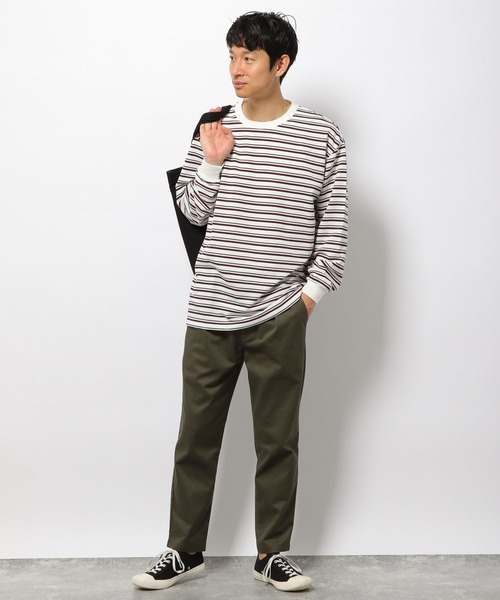 LAKOLE(ラコレ)の「マルチボーダー柄ロングTシャツ / 264620(Tシャツ/カットソー・メンズ・ホワイト/ネイビー/グリーン・MEDIUM/LARGE)」の14枚目の写真