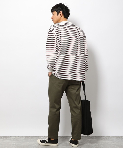 LAKOLE(ラコレ)の「マルチボーダー柄ロングTシャツ / 264620(Tシャツ/カットソー・メンズ・ホワイト/ネイビー/グリーン・MEDIUM/LARGE)」の5枚目の写真