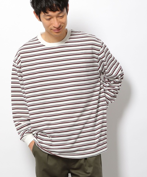 LAKOLE(ラコレ)の「マルチボーダー柄ロングTシャツ / 264620(Tシャツ/カットソー・メンズ・ホワイト/ネイビー/グリーン・MEDIUM/LARGE)」の11枚目の写真