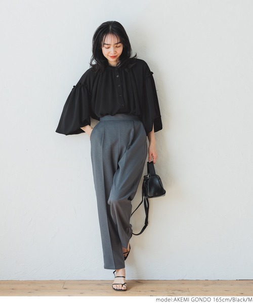 coca（coca）（コカ）の「袖フリルボリュームブラウス（シャツ/ブラウス・レディース・ホワイト/ブラック・M/L）」の7枚目の写真