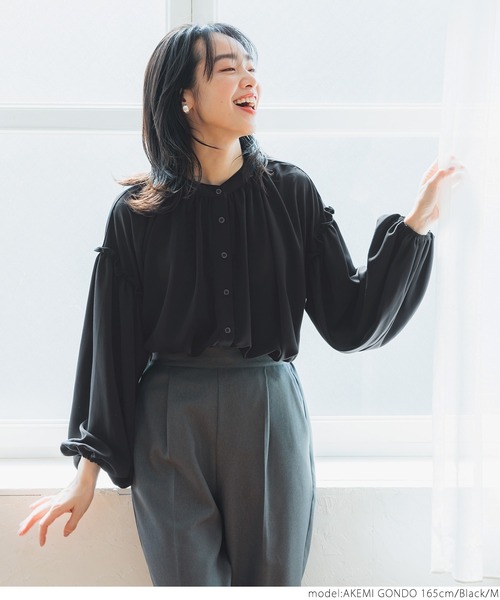 coca（coca）（コカ）の「袖フリルボリュームブラウス（シャツ/ブラウス・レディース・ホワイト/ブラック・M/L）」の8枚目の写真