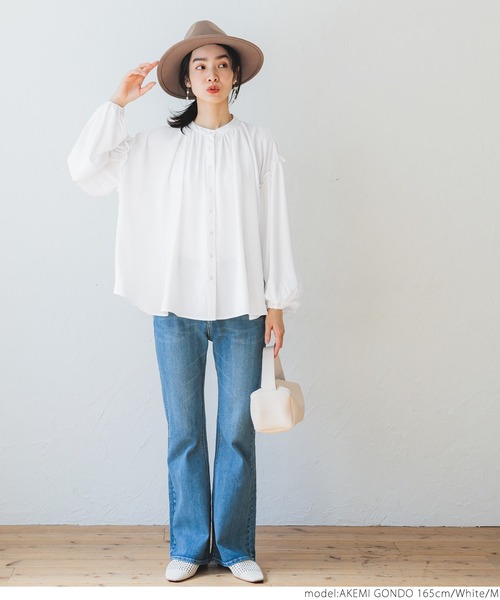 coca（coca）（コカ）の「袖フリルボリュームブラウス（シャツ/ブラウス・レディース・ホワイト/ブラック・M/L）」の10枚目の写真