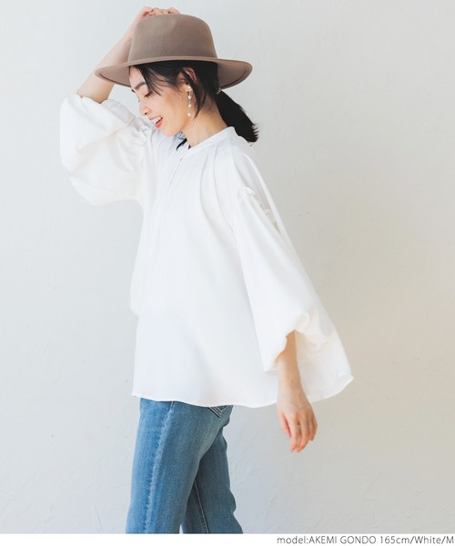 coca（coca）（コカ）の「袖フリルボリュームブラウス（シャツ/ブラウス・レディース・ホワイト/ブラック・M/L）」の12枚目の写真