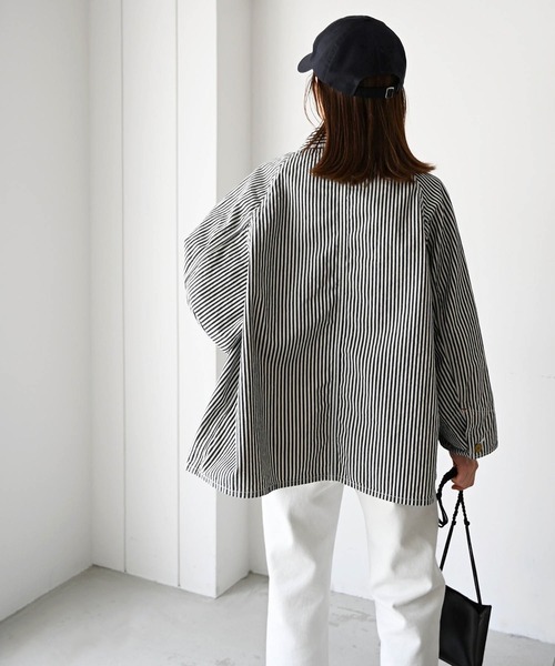 CANAL JEAN(キャナルジーン)の「YA-YA(ヤヤ) "MilkeyWay"ヒッコリーデニムジャケット(デニムジャケット・レディース・ネイビー・38)」の4枚目の写真