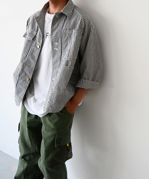 CANAL JEAN(キャナルジーン)の「YA-YA(ヤヤ) "MilkeyWay"ヒッコリーデニムジャケット(デニムジャケット・レディース・ネイビー・38)」の7枚目の写真