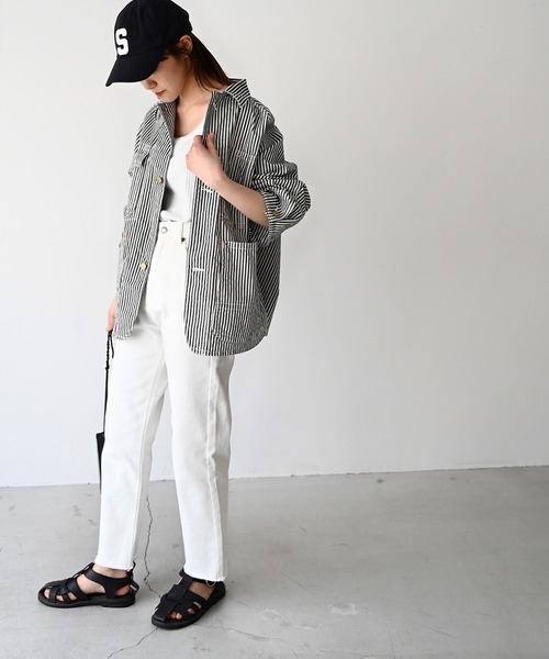 CANAL JEAN(キャナルジーン)の「YA-YA(ヤヤ) "MilkeyWay"ヒッコリーデニムジャケット(デニムジャケット・レディース・ネイビー・38)」の3枚目の写真