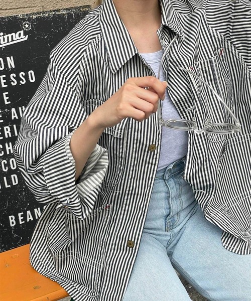 CANAL JEAN(キャナルジーン)の「YA-YA(ヤヤ) "MilkeyWay"ヒッコリーデニムジャケット(デニムジャケット・レディース・ネイビー・38)」の13枚目の写真