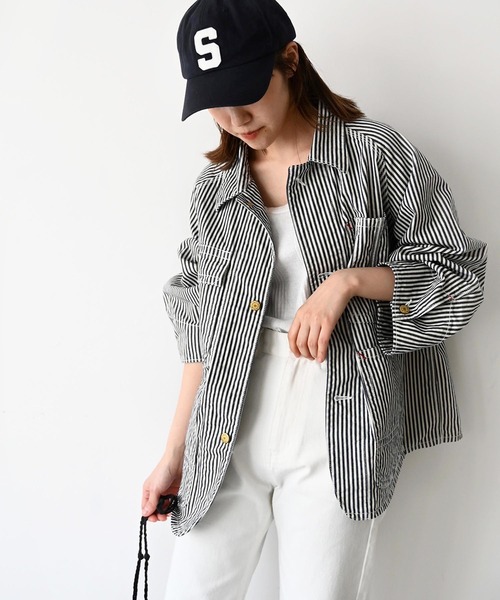 CANAL JEAN(キャナルジーン)の「YA-YA(ヤヤ) "MilkeyWay"ヒッコリーデニムジャケット(デニムジャケット・レディース・ネイビー・38)」の14枚目の写真