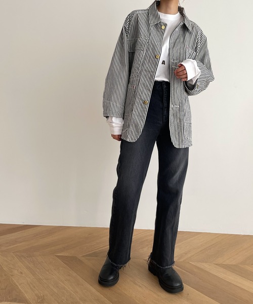 CANAL JEAN(キャナルジーン)の「YA-YA(ヤヤ) "MilkeyWay"ヒッコリーデニムジャケット(デニムジャケット・レディース・ネイビー・38)」の17枚目の写真