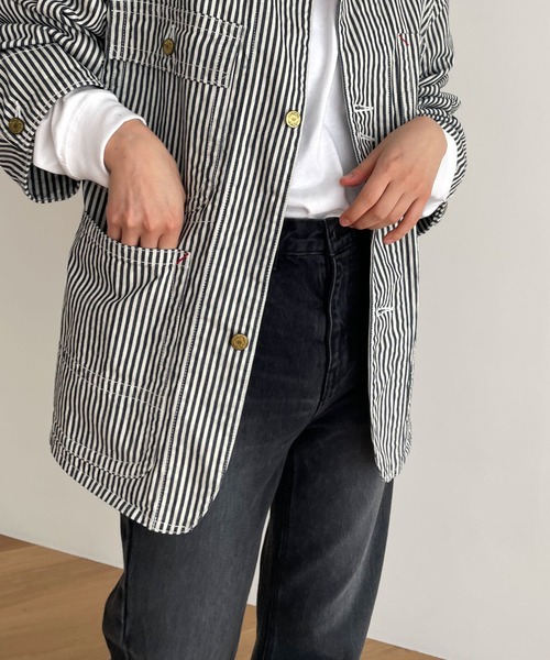 CANAL JEAN(キャナルジーン)の「YA-YA(ヤヤ) "MilkeyWay"ヒッコリーデニムジャケット(デニムジャケット・レディース・ネイビー・38)」の18枚目の写真