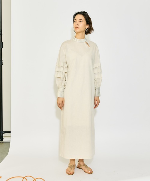 Whim Gazette（ウィムガゼット）の「【THE PAUSE】タックスリーブパフワンピース（ワンピース・レディース・ブラック/ライトベージュ・FREE）」の22枚目の写真