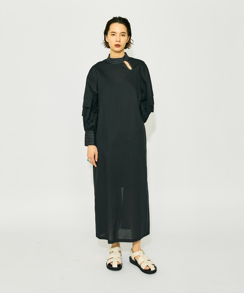 Whim Gazette（ウィムガゼット）の「【THE PAUSE】タックスリーブパフワンピース（ワンピース・レディース・ブラック/ライトベージュ・FREE）」の18枚目の写真