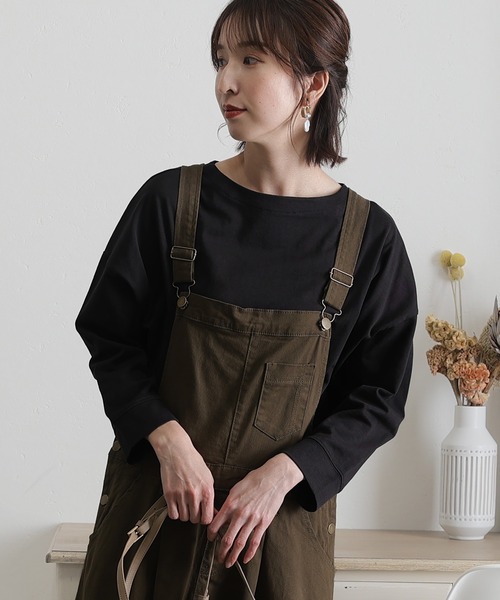 ElegChic（エレグシック）の「2wayフロントドロップショルダーカットソー 長袖（Tシャツ/カットソー・レディース・ブラック/ブラウン/グレイッシュベージュ・4L/XL/M）」の2枚目の写真