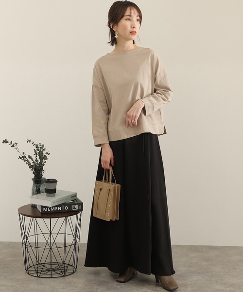 ElegChic（エレグシック）の「2wayフロントドロップショルダーカットソー 長袖（Tシャツ/カットソー・レディース・ブラック/ブラウン/グレイッシュベージュ・4L/XL/M）」の5枚目の写真