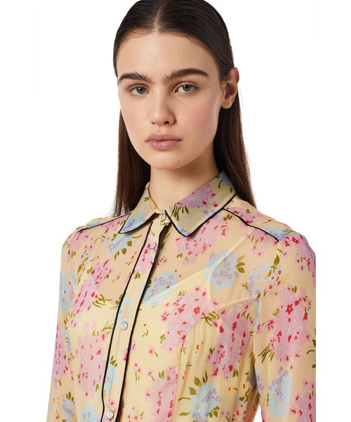 DIESEL（ディーゼル）の「レディース ドレス 花柄 シフォン シャツワンピース 長袖（シャツワンピース・レディース・イエロー系その他/ブラック系その他・LARGE/SMALL/X-LARGE/MEDIUM）」の6枚目の写真