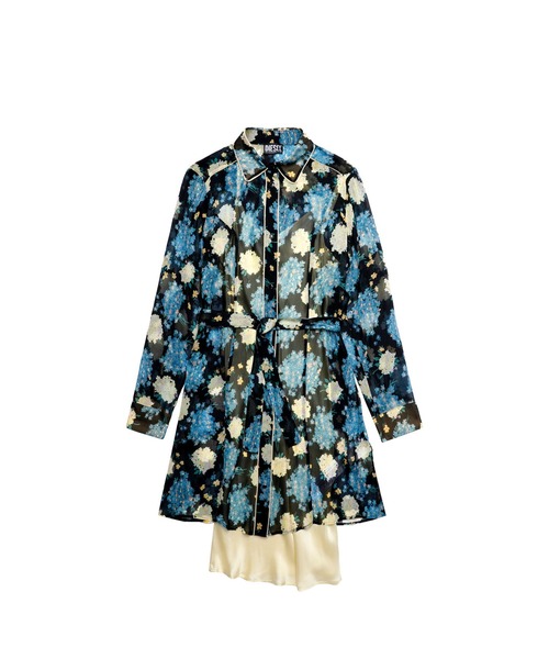 DIESEL（ディーゼル）の「レディース ドレス 花柄 シフォン シャツワンピース 長袖（シャツワンピース・レディース・イエロー系その他/ブラック系その他・LARGE/SMALL/X-LARGE/MEDIUM）」の14枚目の写真