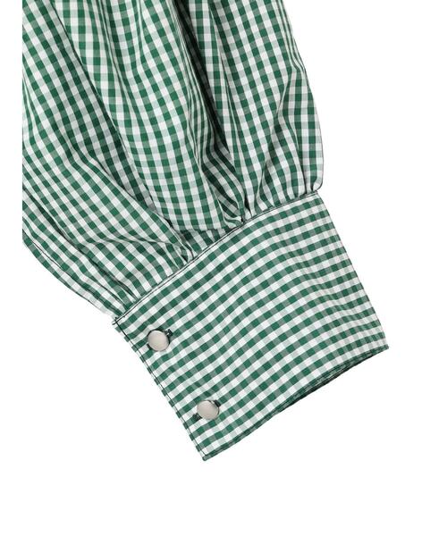 ELENCARE DUE（エレンカーレデュエ）の「・ELENCARE DUE ギンガムチェックブラウス（シャツ/ブラウス・レディース・ブラック/ベージュ/グリーン・FREE）」の5枚目の写真