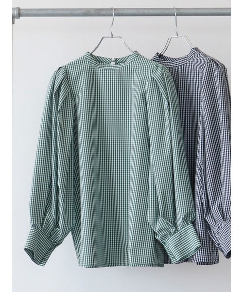 ELENCARE DUE（エレンカーレデュエ）の「・ELENCARE DUE ギンガムチェックブラウス（シャツ/ブラウス・レディース・ブラック/ベージュ/グリーン・FREE）」の3枚目の写真