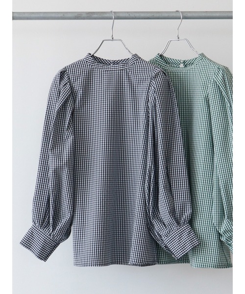 ELENCARE DUE（エレンカーレデュエ）の「・ELENCARE DUE ギンガムチェックブラウス（シャツ/ブラウス・レディース・ブラック/ベージュ/グリーン・FREE）」の12枚目の写真