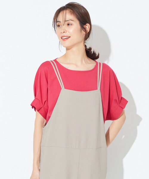ANY(エニィ)の「【接触冷感・UVケア】ドルマンスリーブ Tブラウス(Tシャツ/カットソー・レディース・グリーン系/ブラック系/アイボリー系1/ライトグレー系/ブルー系/アイボリー系/オールドローズ系/ブラウン系/グレー系/ピーコックグリーン系/レッド系/ライトイエロー系/ダークブラウン系・3/2)」の13枚目の写真