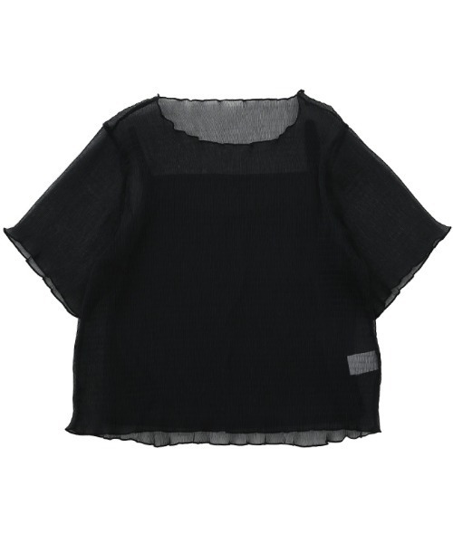 select MOCA（セレクトモカ）の「シアー楊柳メローキャミ付きトップス（Tシャツ/カットソー・レディース・ブラック/オフホワイト/ライトグリーン・FREE）」の10枚目の写真