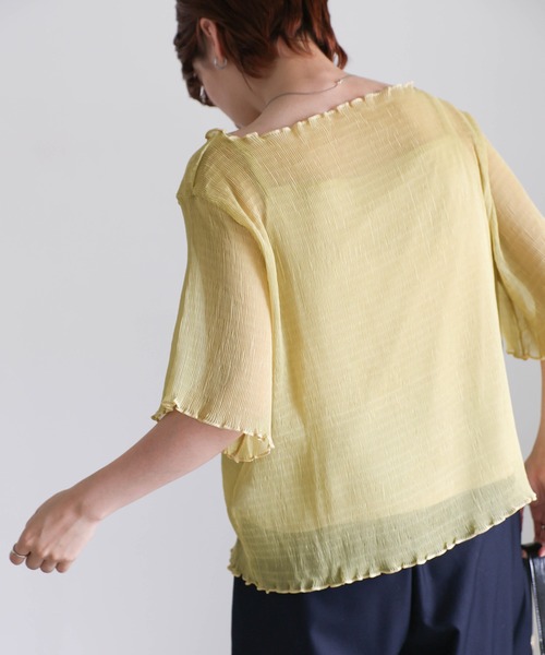 select MOCA（セレクトモカ）の「シアー楊柳メローキャミ付きトップス（Tシャツ/カットソー・レディース・ブラック/オフホワイト/ライトグリーン・FREE）」の22枚目の写真