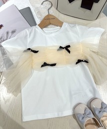 io sono mao moderato（イオソノマオ　モデレート）の「リボン付チュールデザインTシャツ（Tシャツ/カットソー・キッズ）」