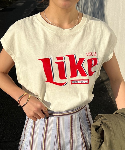 GOOD ROCK SPEED（グッドロックスピード）の「Likeプリントノースリーブカットソー（Tシャツ/カットソー・レディース・オフホワイト・FREE）」の3枚目の写真