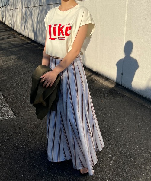 GOOD ROCK SPEED（グッドロックスピード）の「Likeプリントノースリーブカットソー（Tシャツ/カットソー・レディース・オフホワイト・FREE）」の7枚目の写真