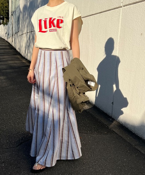 GOOD ROCK SPEED（グッドロックスピード）の「Likeプリントノースリーブカットソー（Tシャツ/カットソー・レディース・オフホワイト・FREE）」の9枚目の写真