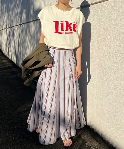 GOOD ROCK SPEED（グッドロックスピード）の「Likeプリントノースリーブカットソー（Tシャツ/カットソー・レディース・オフホワイト・FREE）」の8枚目の写真