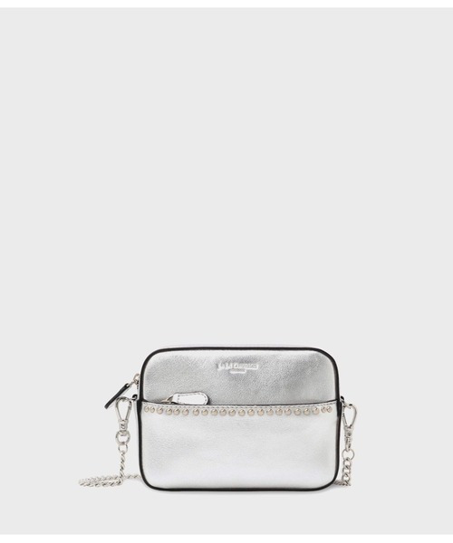 極美品◎J&M DAVIDSONリップスティックウィズスタッズ グレー - バッグ
