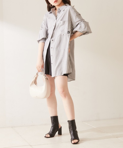 Chico(チコ)の「胸刺繍ブロッキングオーバーシャツ(シャツ/ブラウス・レディース・ブラック系その他2/ミント/ピンク系その他2/ホワイト/ライトピンク・FREE)」の19枚目の写真