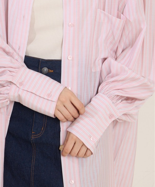 Chico(チコ)の「胸刺繍ブロッキングオーバーシャツ(シャツ/ブラウス・レディース・ブラック系その他2/ミント/ピンク系その他2/ホワイト/ライトピンク・FREE)」の20枚目の写真