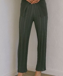 パターンリブニットパンツ