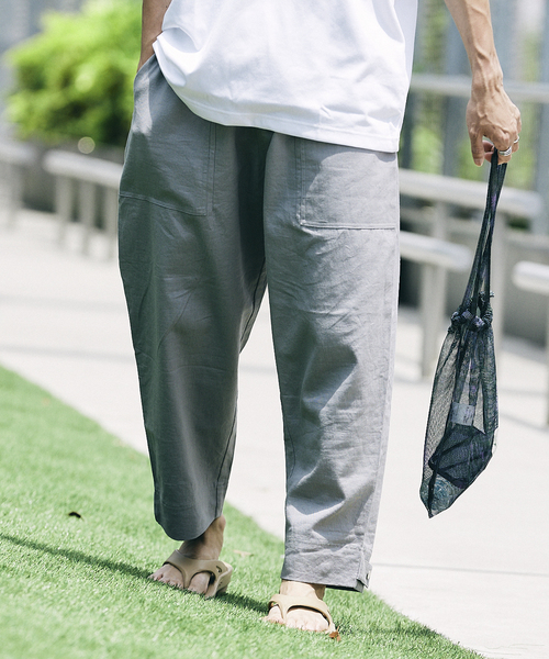 JOURNAL STANDARD relume（ジャーナルスタンダード　レリューム）の「《追加》【HOUSE HOLD/ハウスホールド】FLANDERS LINEN ワイドベイカーパンツ（その他パンツ・メンズ・オフホワイト/グレー/カーキ/ブラック・1/2/3/4）」の3枚目の写真