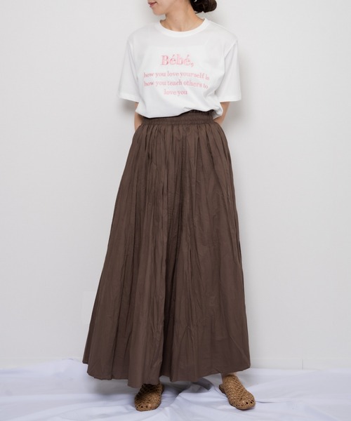 mybae(マイベイ)の「刺繍ロゴTシャツ(Tシャツ/カットソー・レディース・ホワイト/パープル/ネイビー・FREE)」の1枚目の写真