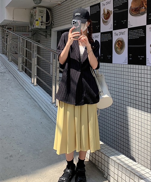 R(アール)の「楊柳ジャケット(テーラードジャケット・レディース・ホワイト/ブラック・MEDIUM)」の12枚目の写真
