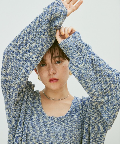 Happy John（ハッピージョン）の「cardigan＆tanktop set/カーディガンタンクトップセット（カーディガン/ボレロ・レディース・ブルー/ナチュラル・FREE）」の3枚目の写真