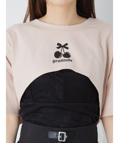 Ank Rouge(アンクルージュ)の「BACKリボンショートTOPS(Tシャツ/カットソー・レディース・ピンク/ブラック/ホワイト・M)」の7枚目の写真