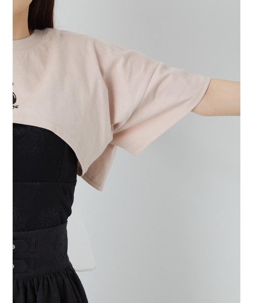 Ank Rouge(アンクルージュ)の「BACKリボンショートTOPS(Tシャツ/カットソー・レディース・ピンク/ブラック/ホワイト・M)」の6枚目の写真