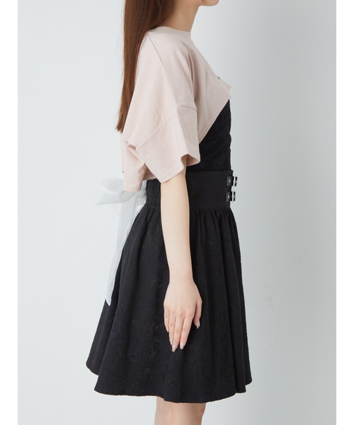 Ank Rouge(アンクルージュ)の「BACKリボンショートTOPS(Tシャツ/カットソー・レディース・ピンク/ブラック/ホワイト・M)」の5枚目の写真