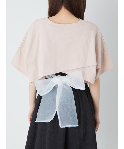 Ank Rouge(アンクルージュ)の「BACKリボンショートTOPS(Tシャツ/カットソー・レディース・ピンク/ブラック/ホワイト・M)」の8枚目の写真
